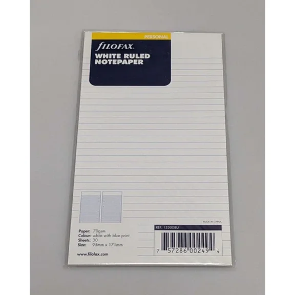 Filofax Personal White Ruled Notepaper Refill #133008