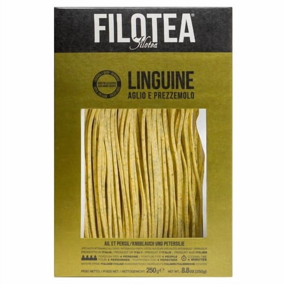 Filotea Garlic & Parsley Linguine Egg Pasta 250g, British Import (Pack of 3)