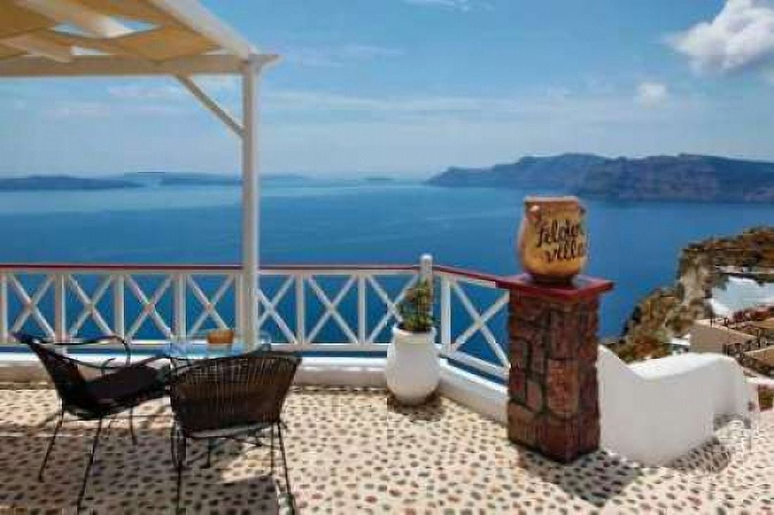 Filotera Villa Deck View Canvas Art - Larry Malvin (12 x 18)