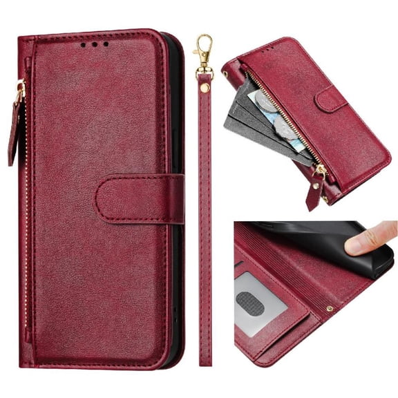 Filp Case for OPPO A94 4G Zipper Pocket Magnetic Flip Wallet Phone Case with 7 Card Slots and Wrist Strap
