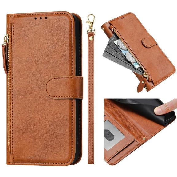 Filp Case for Samsung Galaxy Note 10 Lite Zipper Pocket Magnetic Flip Wallet Phone Case with 7 Card Slots and Wrist Strap