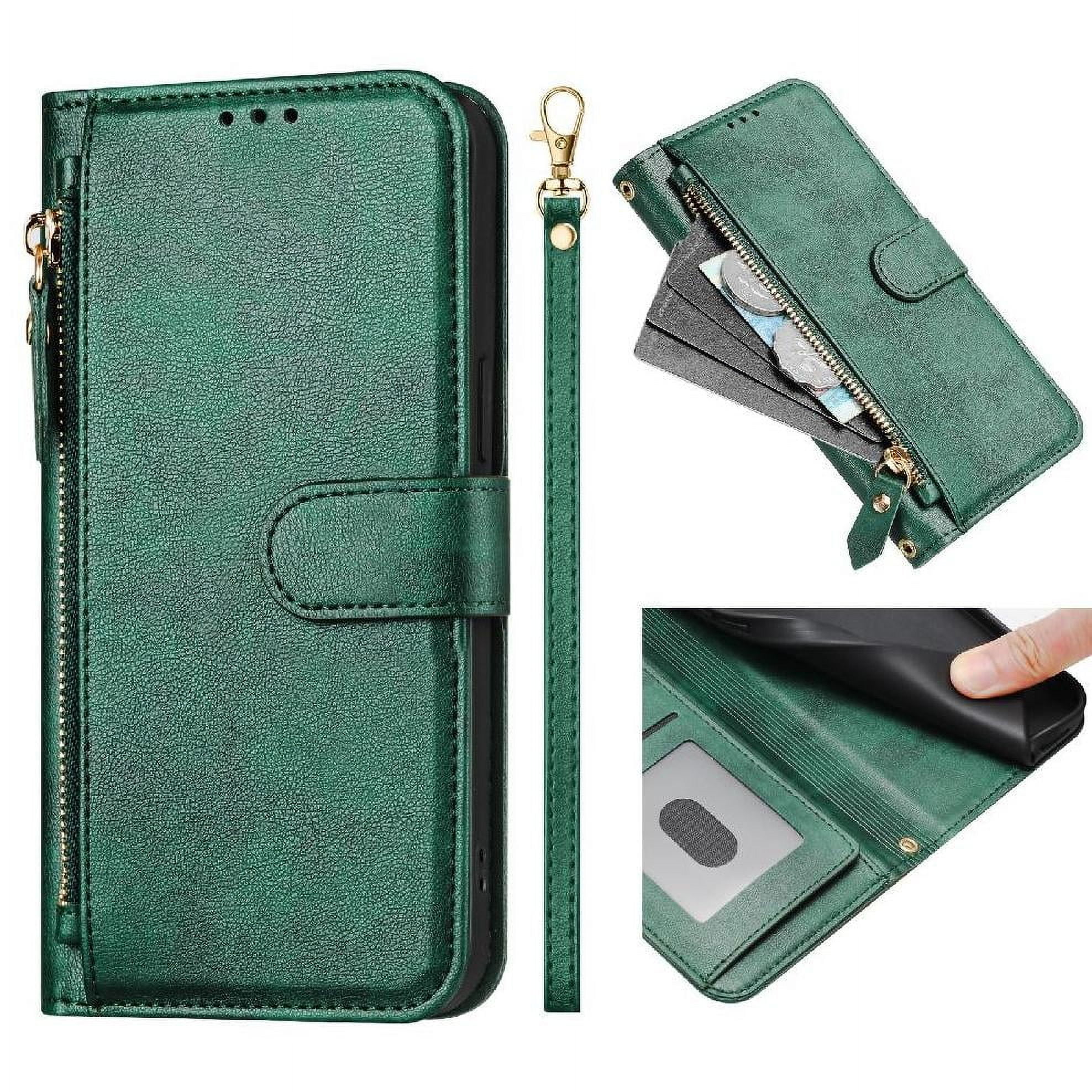 Filp Case for TCL 50 5G Zipper Pocket Magnetic Flip Wallet Phone Case with 7 Card Slots and Wrist Strap
