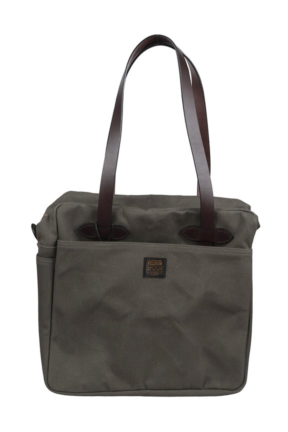 Men's Grey Twill Leather Handle Tote Bag Grey