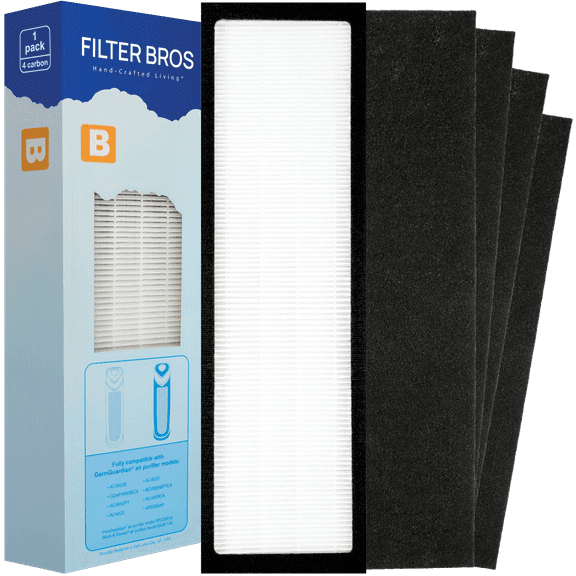 Filter Bros HEPA Filter B Replacement Compatible With GermGuardian FLT4825 - AC4825, AC4870, AC4825DLX, Home Air Cleaner Guardian Purifiers with Technologies, AC4900CA, CDAP4500BCA, and CDAP4500WCA