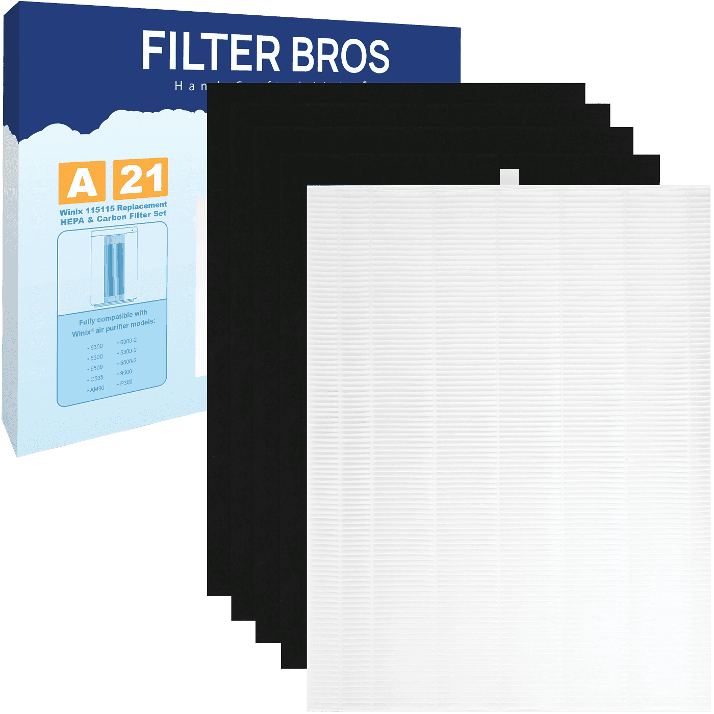 Echte Winix 114190 Vervangende Filter B voor 9500, U300 Luchtreinigers, zwart