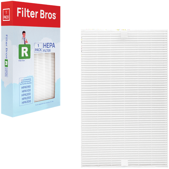 Filter Bros HRF-R1 Compatible With Honeywell HEPA Air Purifier Filter R Replacement for HPA 090, 100, 200, 300, and 3000, 5000 Series Machines