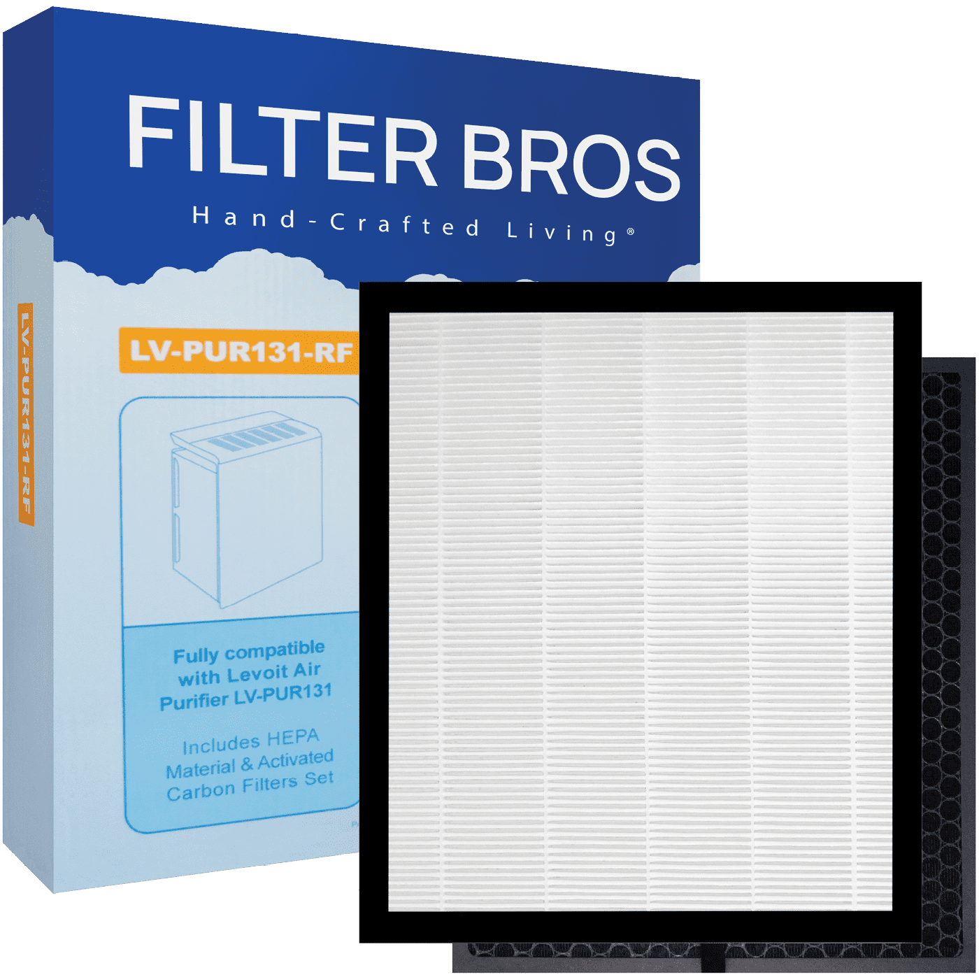 Replacement Filters for Levoit LV-PUR131 Air Filter Purifier HEPA Filter and Activated Carbon Pre-Filter (1 Set)