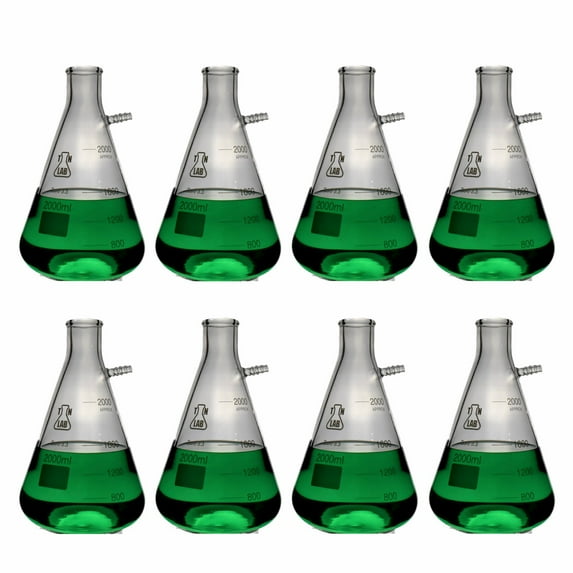 Filter Flask Borosilicate Glass Conical Erlenmeyer Vacuum Flask 2,000ml 2L