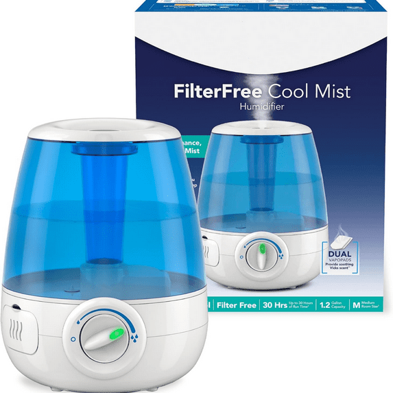Filter-Free Ultrasonic Humidifier, 1.2 Gal Ultrasonic Cool Mist Humidifiers for Bedrooms & Kids Rooms