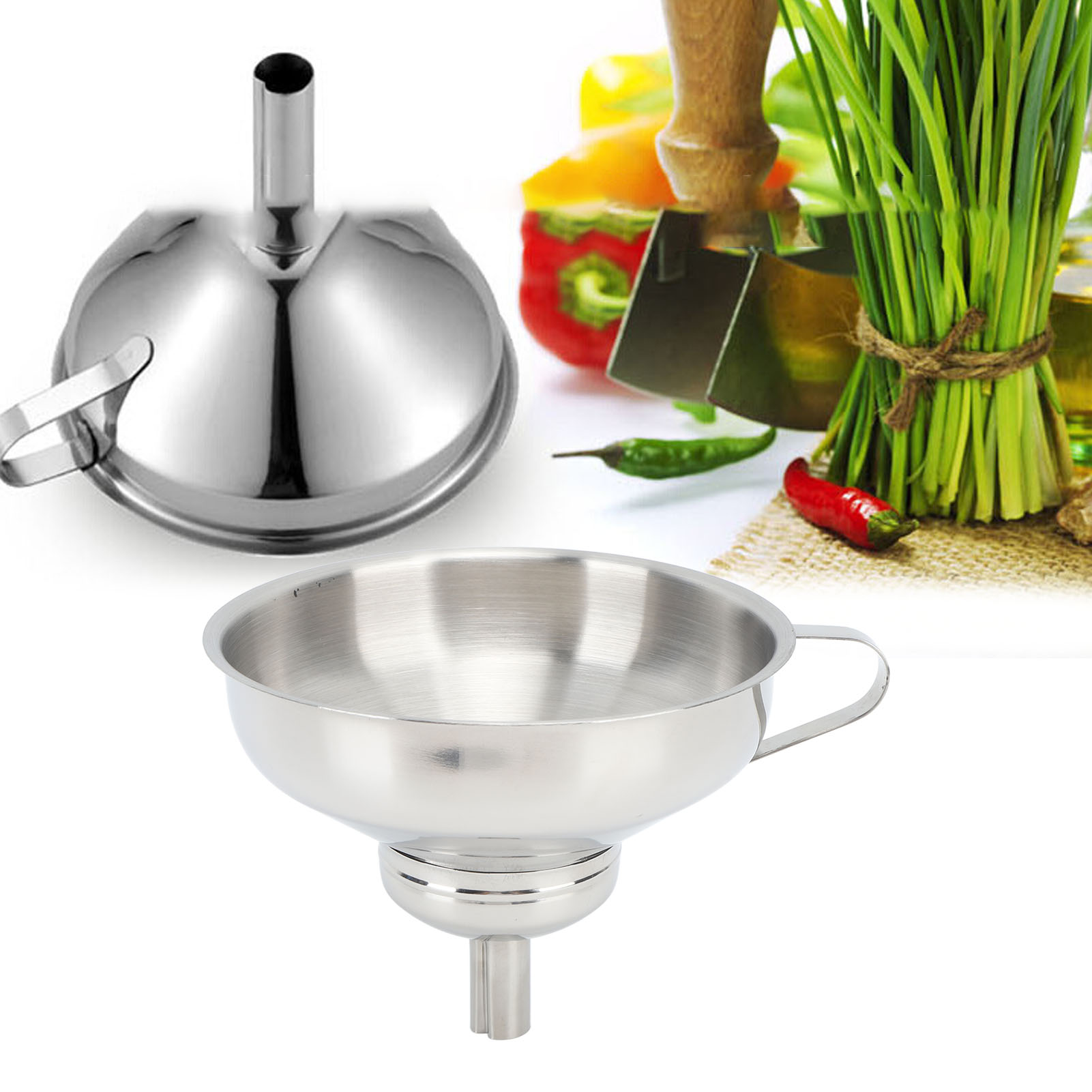 Filter Funnel, Rustproof Stainless Steel Kitchen Funnel Multi
