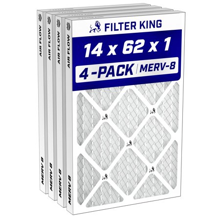 Filter King 14x62x1 Air Filter MERV 8, AC Furnace Filters (4-Pack)