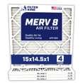 thumbnail image 1 of Filter King 15x14.5x1 Air Filter | 4-PACK | MERV 8 HVAC Pleated A/C Furnace Filters | MADE IN USA | Actual Size: 15 x 14.5 x .75", 1 of 5
