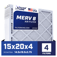 thumbnail image 1 of Filter King 15x20x4 Air Filter | 4-PACK | MERV 8 HVAC Pleated A/C Furnace Filters | MADE IN USA | Actual Size: 14.5 x 19.5 x 3.75", 1 of 5