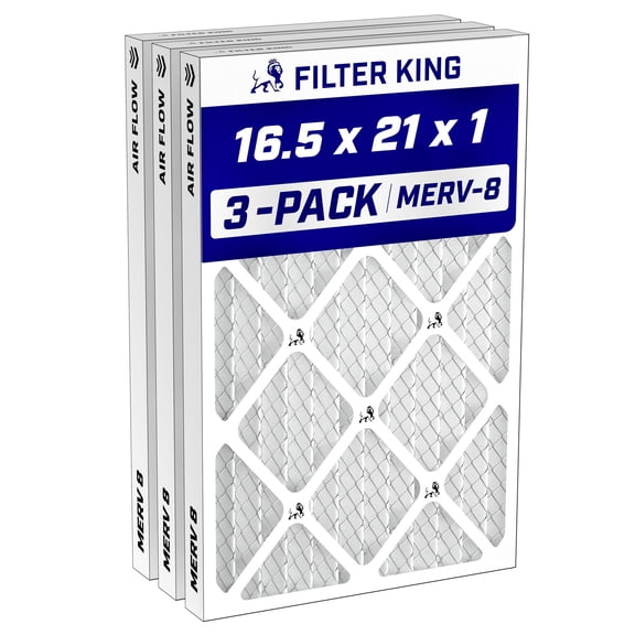 Filter King 16.5x21x1 Air Filter MERV 8, AC Furnace Filters (3-Pack)