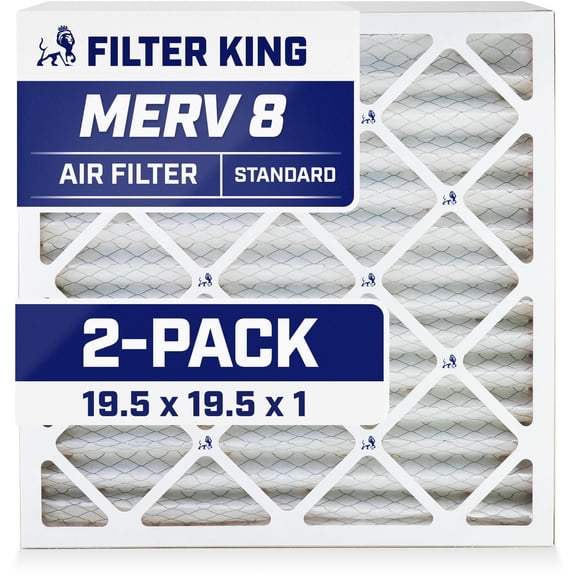 Filter King 19.5x19.5x1 Air Filter | 2-PACK | MERV 8 | HVAC Pleated AC Furnace Filters | MADE IN USA | Actual Size: 19.5 x 19.5 x .75"