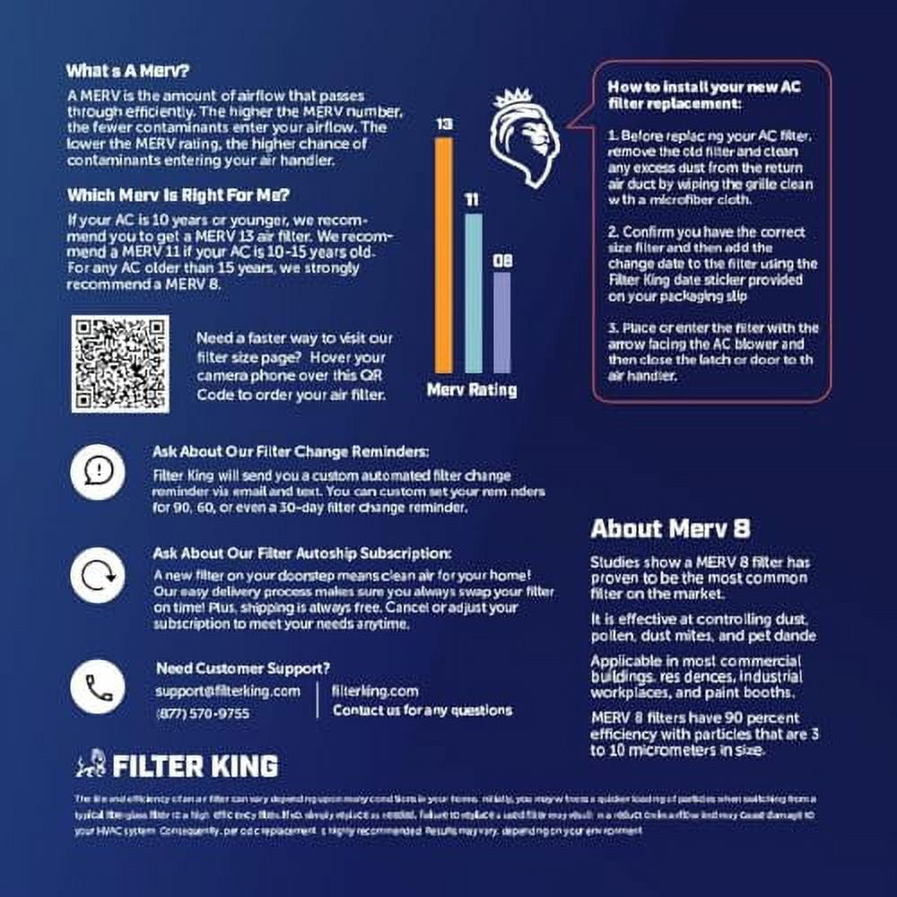 Filter King 22x22x1 Air Filter 12PACK MERV 8 HVAC Pleated A/C