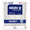 thumbnail image 1 of Filter King 22x26x1 Air Filter | 4-PACK | MERV 8 HVAC Pleated A/C Furnace Filters | MADE IN USA | Actual Size: 21.5 x 25.5 x .75", 1 of 5