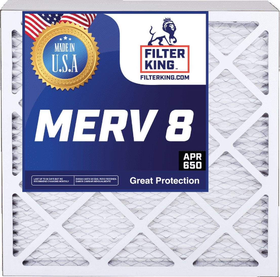 Filter King 23x20x1a Air Filter | 4-PACK | MERV 8 HVAC Pleated A/C Furnace Filters | MADE IN USA | Actual Size: 23 x 20 x .75"