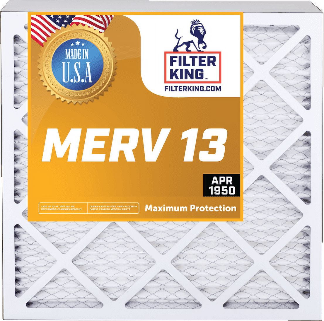 Filter King 25x25x1 Air Filter | 4-PACK | MERV 13 HVAC Pleated A/C Furnace Filters | MADE IN USA | Actual Size: 24.5 x 24.5 x .75"