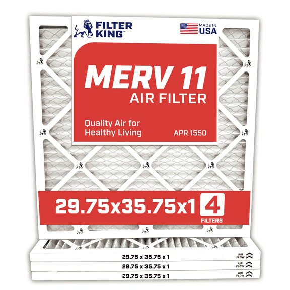 Filter King 29.75x35.75x1 Air Filter | 4-PACK | MERV 11 HVAC Pleated A/C Furnace Filters | MADE IN USA | Actual Size: 29.75 x 35.75 x .75"