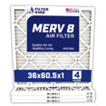 thumbnail image 1 of Filter King 36x60.5x1 Air Filter | 4-PACK | MERV 8 HVAC Pleated A/C Furnace Filters | MADE IN USA | Actual Size: 36 x 60.5 x .75", 1 of 5