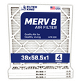 thumbnail image 1 of Filter King 38x58.5x1 Air Filter | 4-PACK | MERV 8 HVAC Pleated A/C Furnace Filters | MADE IN USA | Actual Size: 38 x 58.5 x .75", 1 of 5