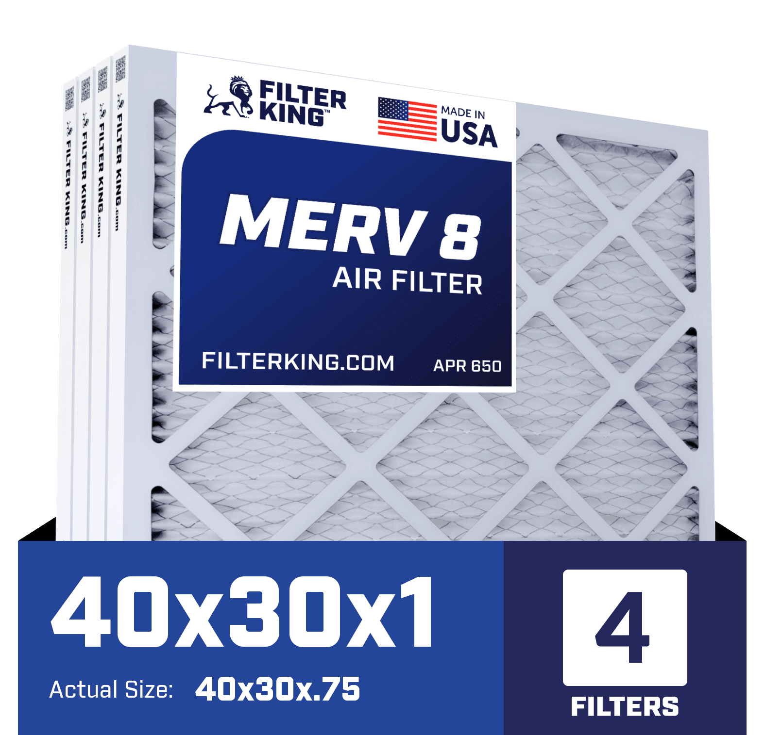 Filter King 40x30x1 Air Filter 4PACK MERV 8 HVAC Pleated A/C