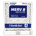 thumbnail image 1 of Filter King 7.5x45.5x1 Air Filter | 4-PACK | MERV 8 HVAC Pleated A/C Furnace Filters | MADE IN USA | Actual Size: 7.5 x 45.5 x .75", 1 of 5