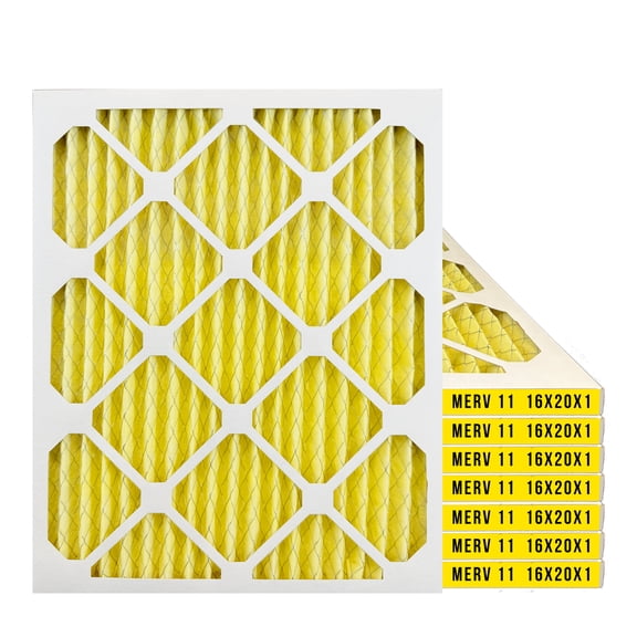 Filter-Monster 16x20x1 Enhanced Allergen Defense MERV 11 Pleated HVAC Air Conditioner Furnace Replacement Air Filter, 8-Pack (Actual Filter Dimensions 15.5 x 19.5 x .75 inches)