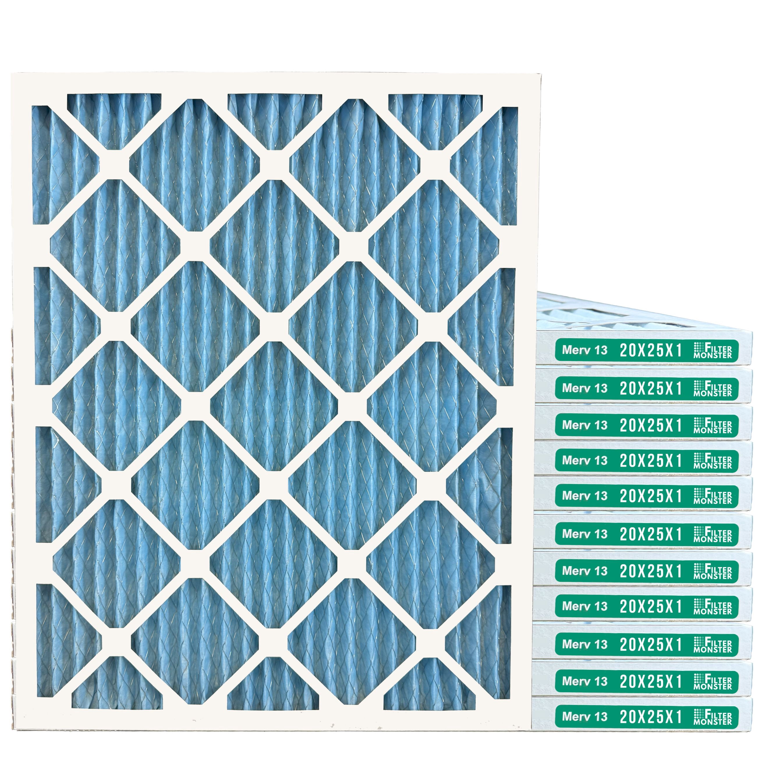 Filter-Monster 20x25x1 Ultimate Allergen Defense Ultimate Allergen Defense MERV 13 Pleated HVAC Air Conditioner Furnace Replacement Air Filter, 12