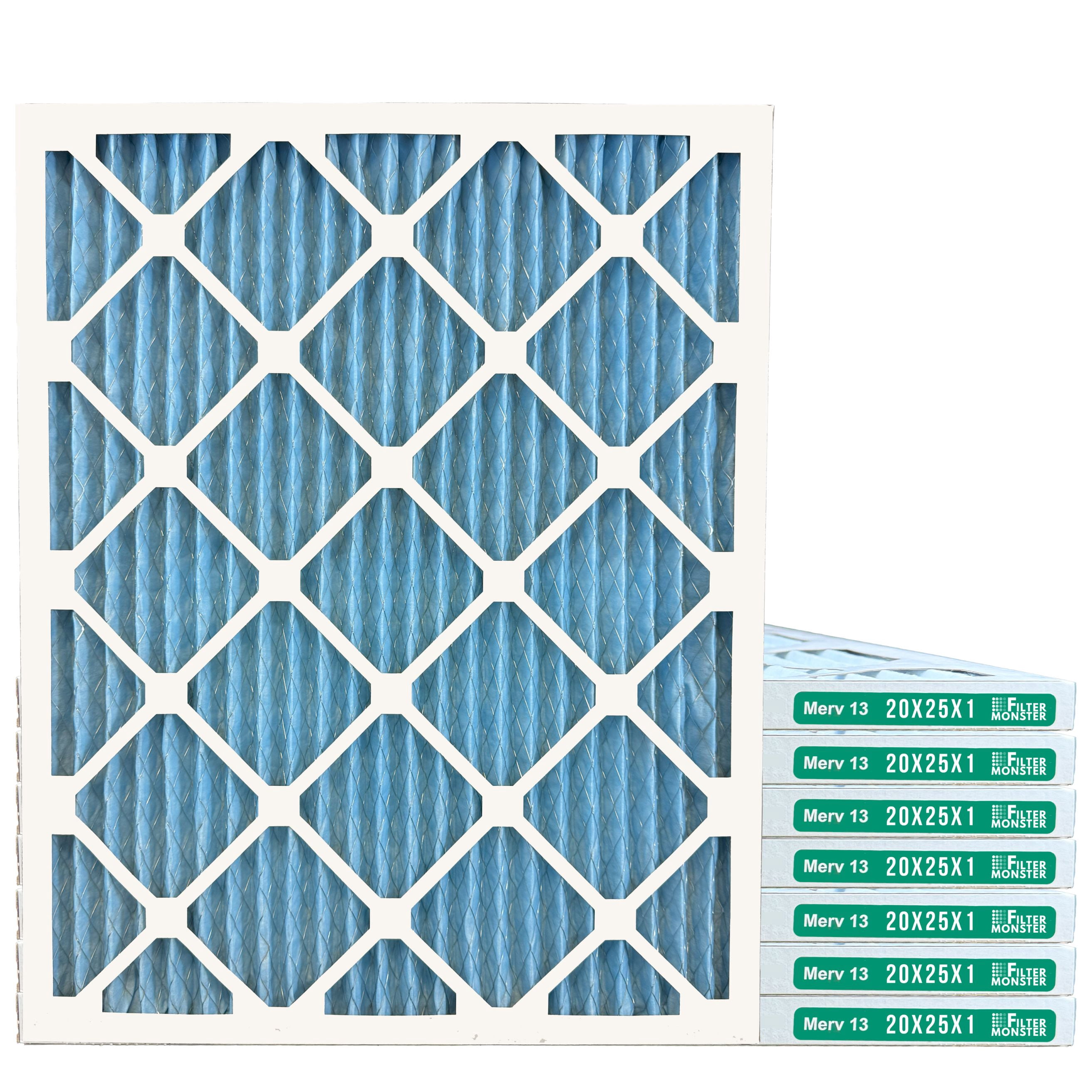 Filter-Monster 20x25x1 Ultimate Allergen Defense Ultimate Allergen Defense MERV 13 Pleated HVAC Air Conditioner Furnace Replacement Air Filter, 8