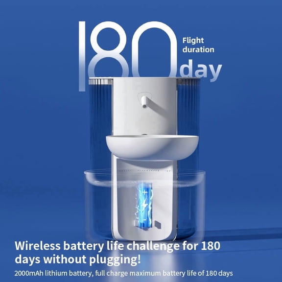 No Filter Needed! 180-Day Battery Pet Water Fountain, 3L Automatic Self-Cleaning Dispenser with Separate Sewage Tank, Saves Money & Time for Cats and Dogs
