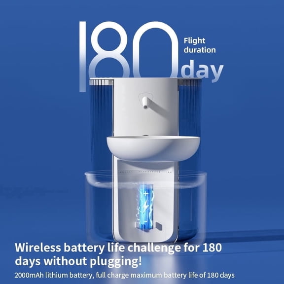 No Filter Needed! 180-Day Battery Pet Water Fountain, 3L Automatic Self-Cleaning Dispenser with Separate Sewage Tank, Saves Money & Time for Cats and Dogs