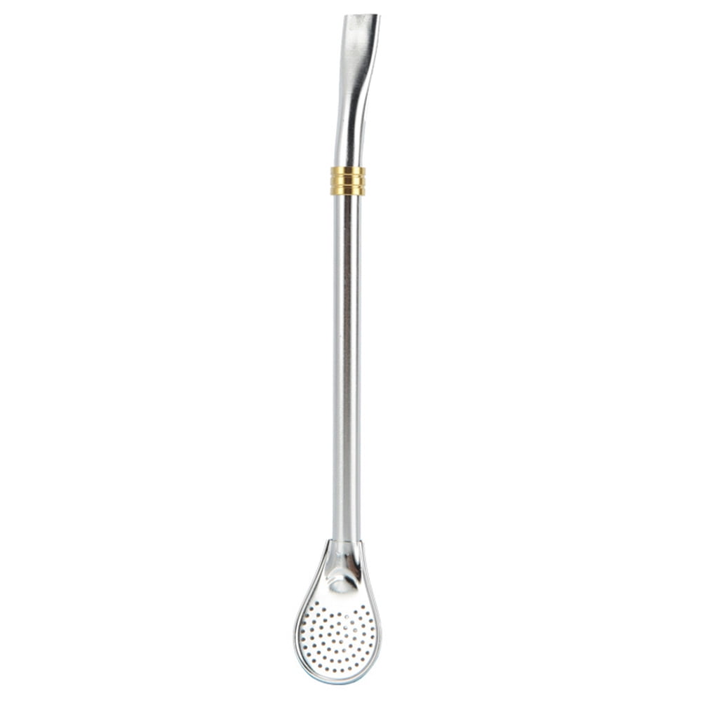 Filter Straw Spoon Stainless Steel Straws Bent Smooth Flow Drinking Stir Bombilla Tea Filtered