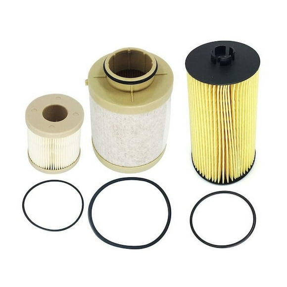Filter and Primary and Secondary Fuel Filter Kit - 3 Piece - Compatible with 2003 - 2007 Ford F-350 Super Duty 6.0L V8 Diesel 2004 2005 2006
