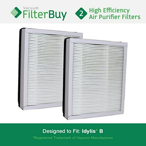 FilterBuy Replacement Idylis Air Purifier Filter B (Pack of 2). Compatible Idylis IAF-H-100B. Designed to fit Idylis IAP-10-050  IAP-10-125.