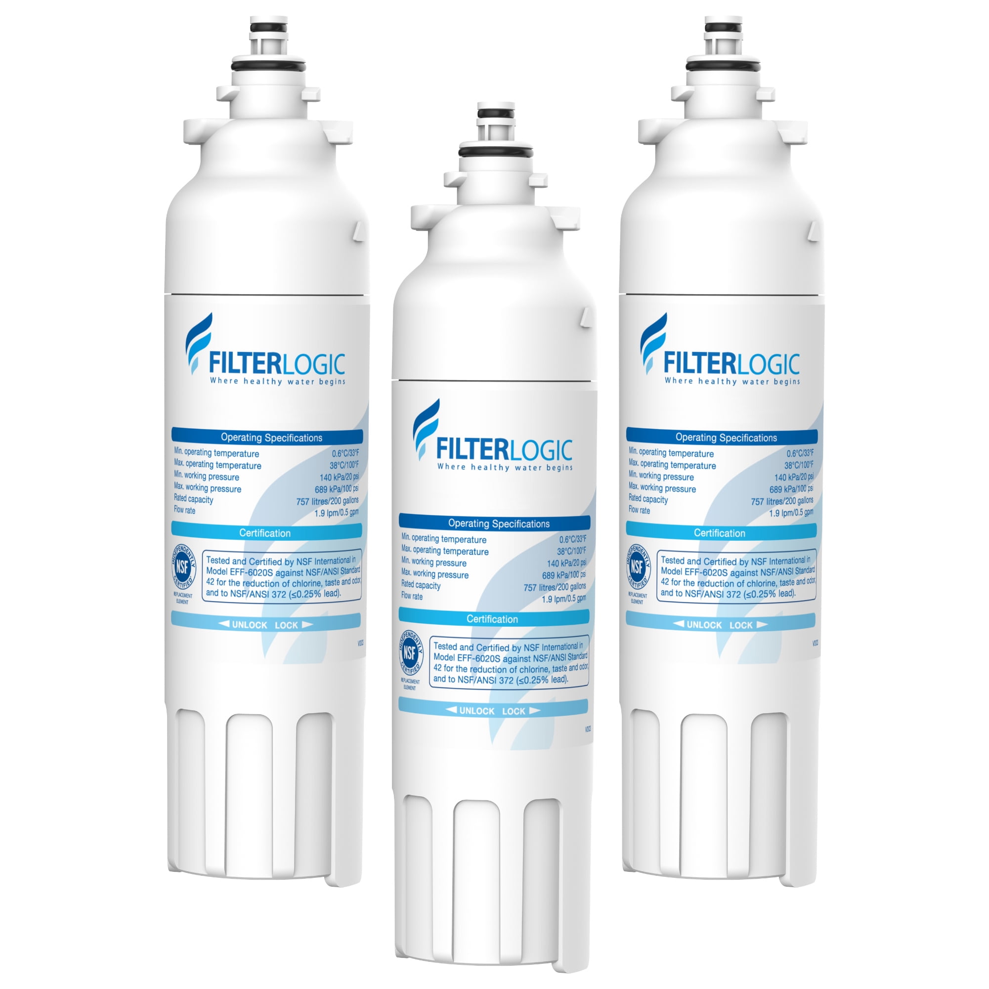 FilterLogic Refrigerator Water Filter, NSF 42 Certified 