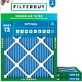 thumbnail image 1 of Filterbuy 10x16x1 MERV 13 Health Defense, Pleated HVAC AC Furnace Air Filters (3-Pack), 1 of 1