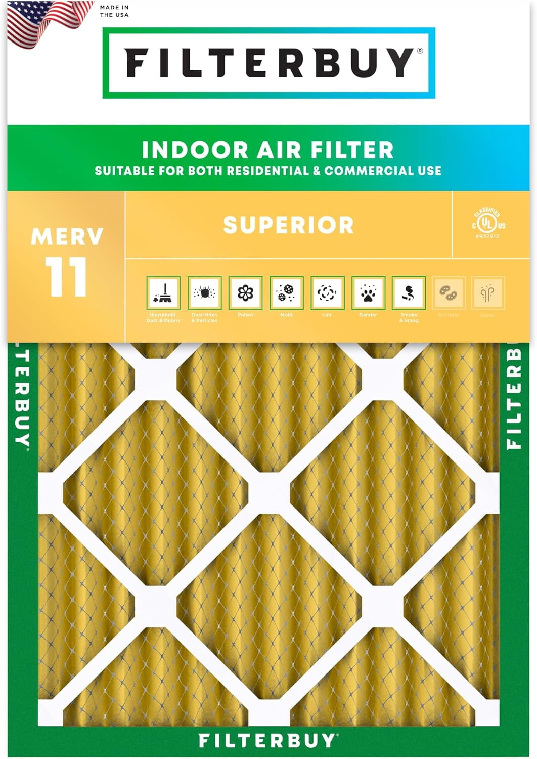 Filterbuy MERV 11 Pleated HVAC Furnace Air Filter, 10x17x2