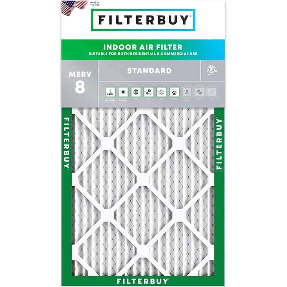Filterbuy 10x36x1 Air Filter MERV 8 Dust Defense, Pleated HVAC AC Furnace Filter Replacement, 1-Pack