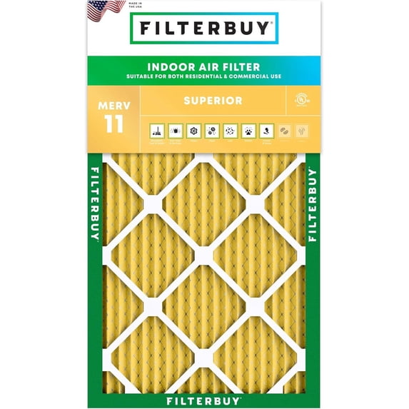 Filterbuy 11.25x19.25x1 Air Filter MERV 11 Allergy Defense, Pleated HVAC AC Furnace Filter Replacement, 1-Pack