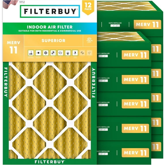Filterbuy 12.5x21x4 Air Filter MERV 11 Allergy Defense, Pleated HVAC AC Furnace Filter Replacement, 12-Pack
