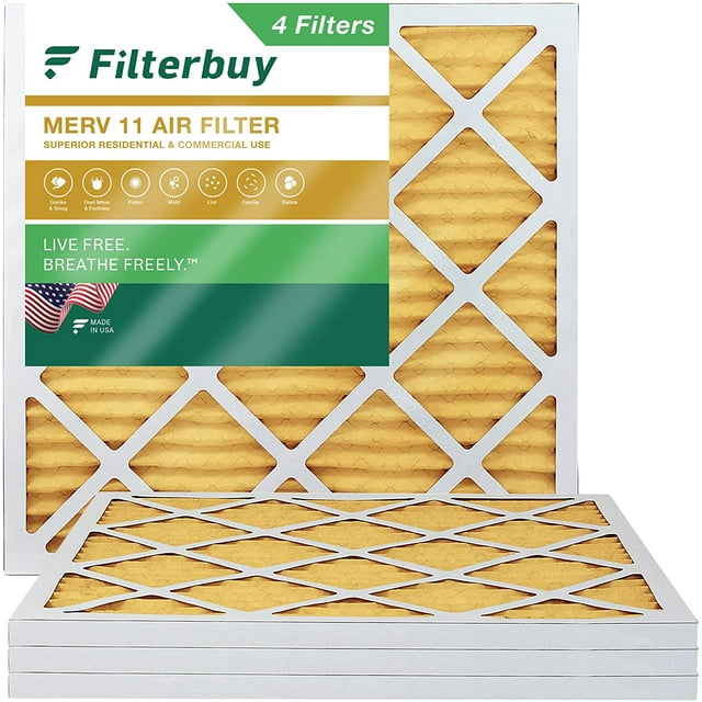 Filterbuy 12x12x1 MERV 11 Pleated HVAC AC Furnace Air Filters (4Pack