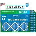 thumbnail image 1 of Filterbuy 12x12x1 Air Filter MERV 13 Smoke Defense, Pleated HVAC AC Furnace Filter Replacement, 12-Pack, 1 of 8