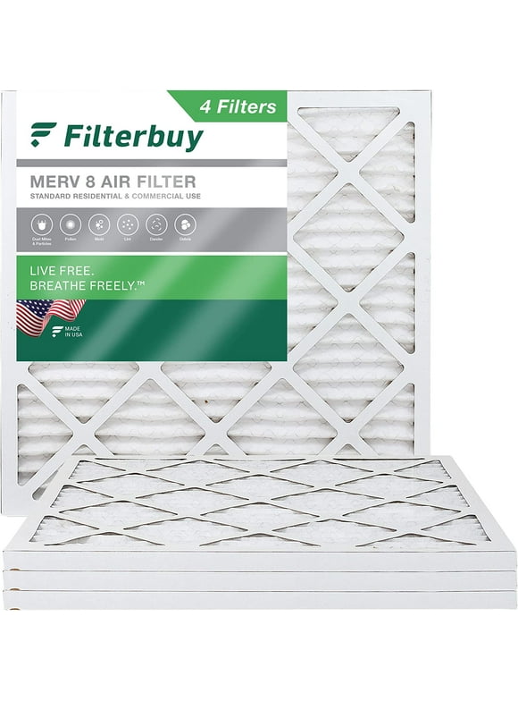 Filterbuy 12x12x1 MERV 8 Pleated HVAC AC Furnace Air Filters (4-Pack)