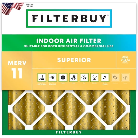 Filterbuy 12x12x4 Air Filter MERV 11 Allergy Defense, Pleated HVAC AC Furnace Filter Replacement, 1-Pack