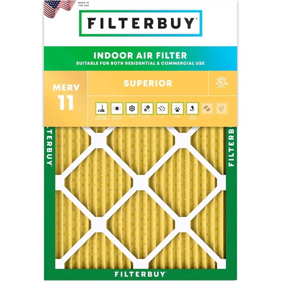 Filterbuy 12x14x1 Air Filter MERV 11 Allergy Defense, Pleated HVAC AC Furnace Filter Replacement, 1-Pack