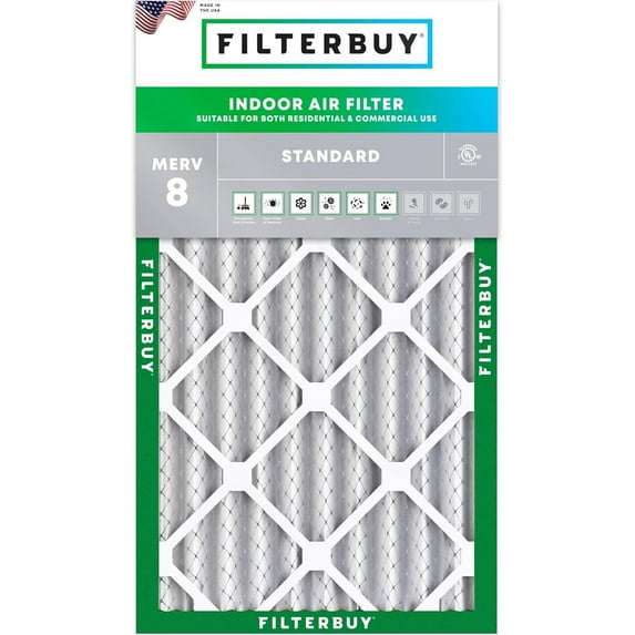 Filterbuy 12x20x4 MERV 8 Dust Defense, Pleated HVAC AC Furnace Air Filters (1-Pack)