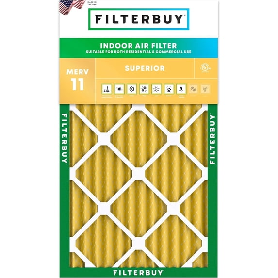 Filterbuy 12x26x2 Air Filter MERV 11 Allergy Defense, Pleated HVAC AC Furnace Filter Replacement, 1-Pack