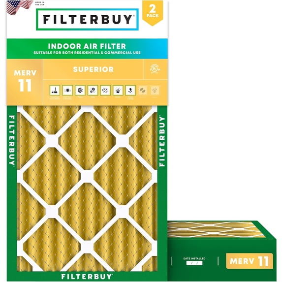 Filterbuy 12x30.5x4 Air Filter MERV 11 Allergy Defense, Pleated HVAC AC Furnace Filter Replacement, 2-Pack